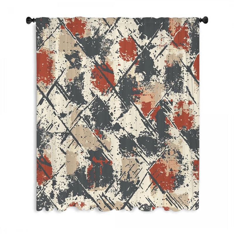 Rideaux de fenêtre grunge, voilages abstraits et voilages - 1 panneau, L 50 po x L 84 po