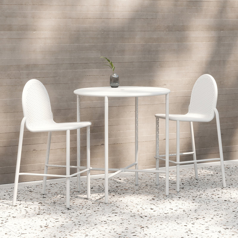 Table de bar Juna, ronde, Blanc