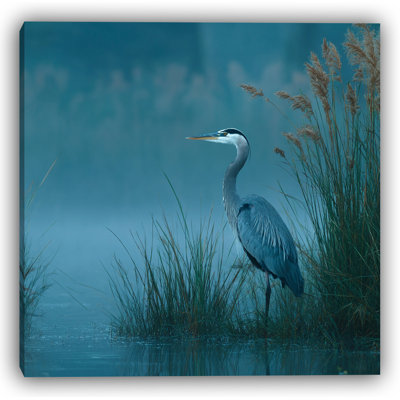 Art mural sur toile Misty Wetland Heron