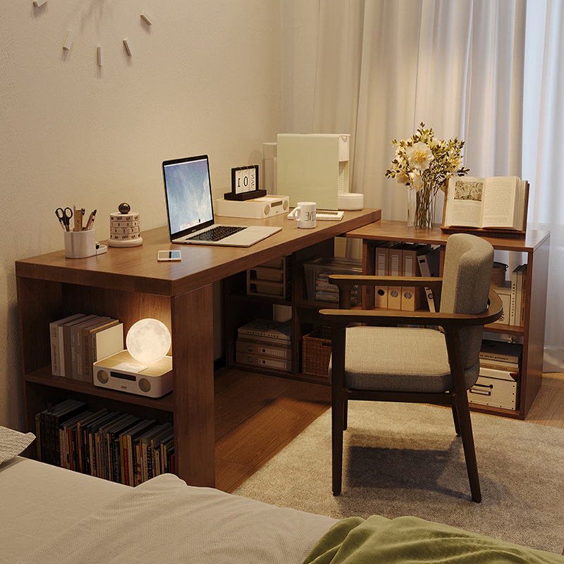 Bureau rectangulaire en bois massif brun noisette, H 29,53 po x l 62,99 po x P 55,12 po, Retour à droite