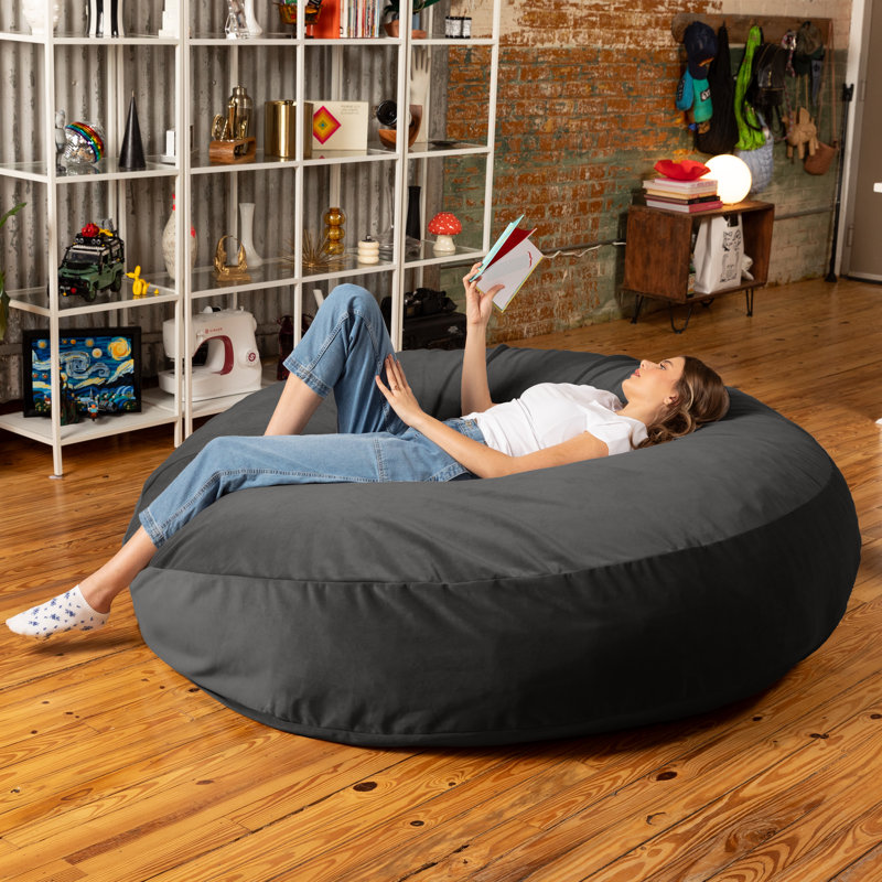 Fauteuil à billes géant pour adultes et lit à billes 6 pieds Cocoon, Velours noir