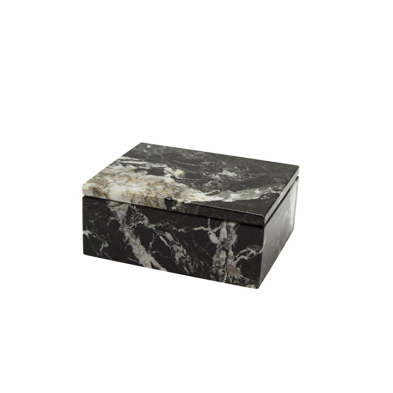 Allynn Marble Memory Box, Black Zebra Marble