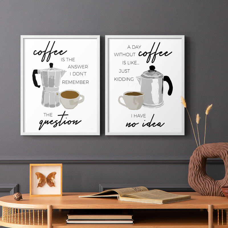 «Coffee is the Response» - Impression encadrée de qualité supérieure - Prêt à accrocher - Aucun clou requis - Aucun clou requis