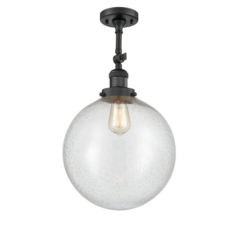 Plafonnier semi-encastré 1 lumière 12 "ciacchi, Noir mat, Ampoule non incluse, Grainé