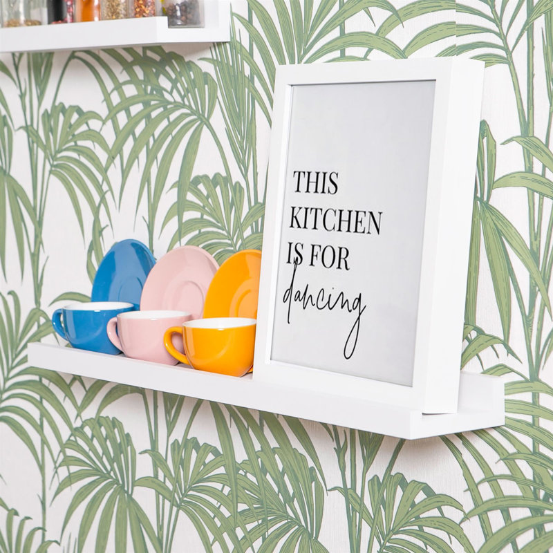 Harbour Housewares - Floating Picture Ledge Wall Shelves, White, 4cm H x 57cm W x 10cm D
