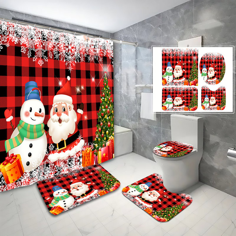 Ensemble de rideaux de douche 4 pièces, Noël 1