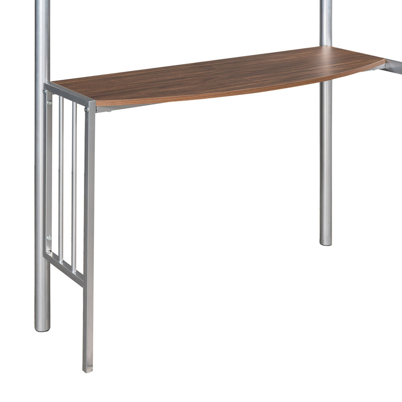 Lit mezzanine simple en métal argenté avec garde-corps de bureau fonctionnels, agencement, Argent argent