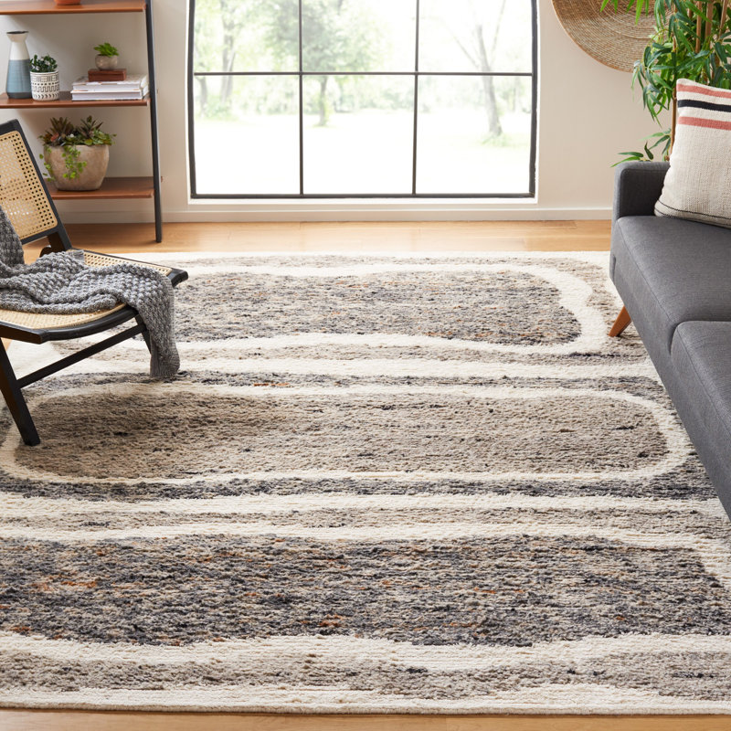 Tapis ivoire / gris foncé Antonnia, Rectangle 8 pi x 10 pi