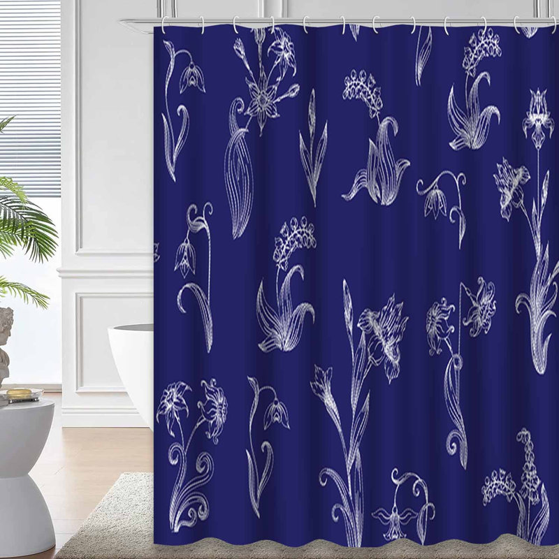Rideau de douche traditionnel japonais avec 12 crochets, L 72 po x l 84 po