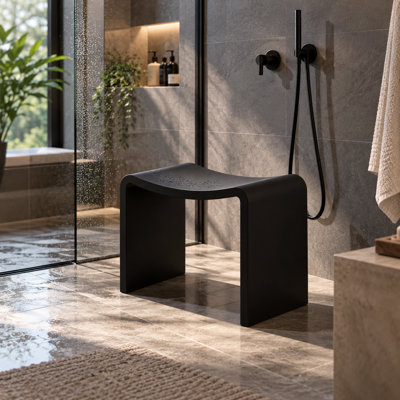 Tabouret de salle de bain autoportant à surface solide de 15,7 po KAKUSIGA, tabouret de douche imperméable, grand siège de douche portable