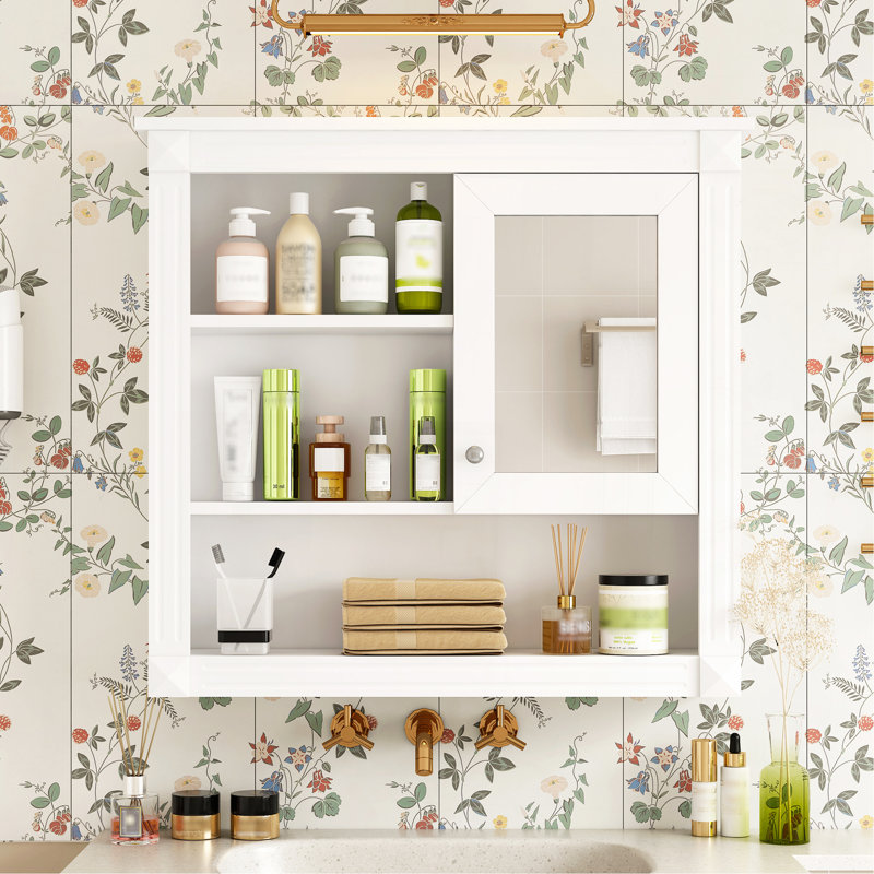 32'' Bathroom Wall Cabinet With Mirror, Wall Mounted Medicine Cabinet With 4 Shelves, Mirrored Door Over Toilet Storage Cabinet& Adjustable Shelves