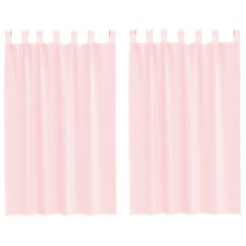Vidaxl Voile Curtains With Loops 2 Pcs 140 Cm, 140cm Width x 175cm Drop, Light Pink