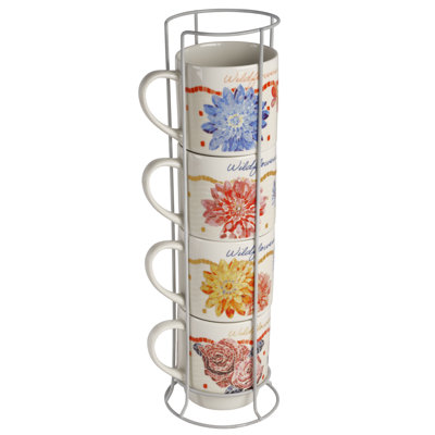 Dolly Parton Set Of 4 Jeweled Mosaic Mugs With Rack