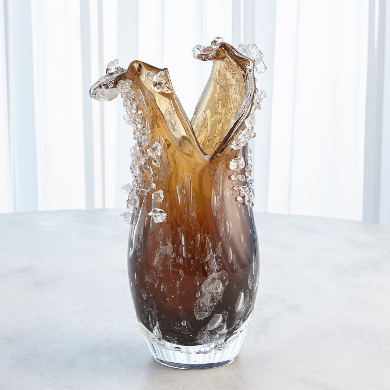 Handmade Glass Table Vase, Brown
