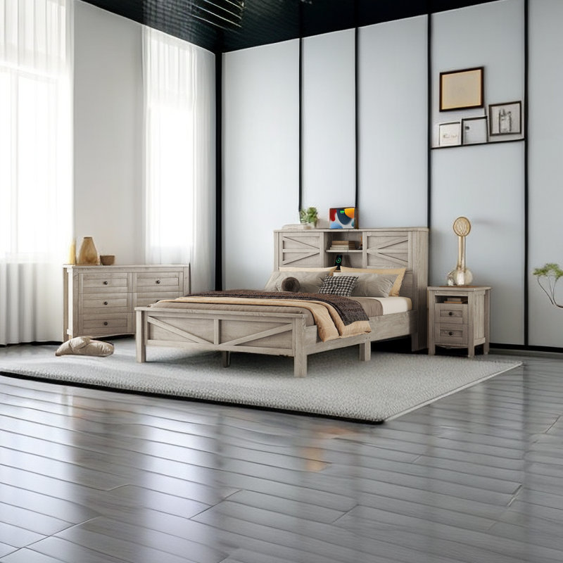 Ensemble de chambre à coucher Bayala, Gris antique, Grand