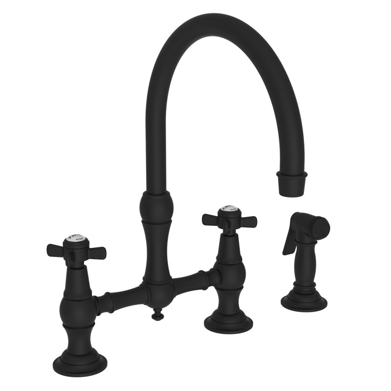 Fairfield Kitchen Bridge Faucet with Side Spray, Flat Black