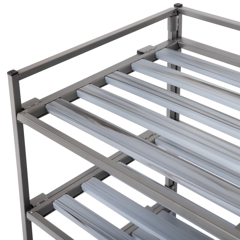 3-Tier (12 Pair) Stackable Resin Shoe Storage Rack, Silver Mist