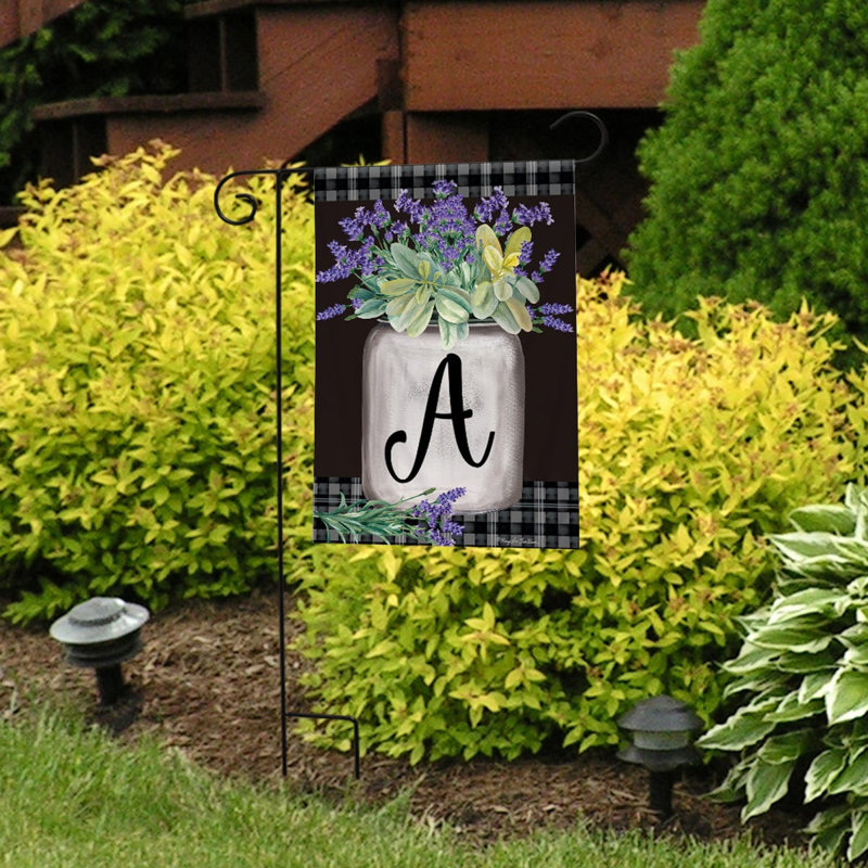 «Farmhouse Monogram», lettre A, drapeau de jardin