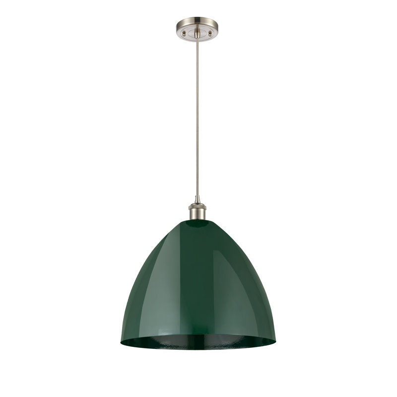 Luminaire suspendu conique 1 lumière, Vert, Argent/Gris
