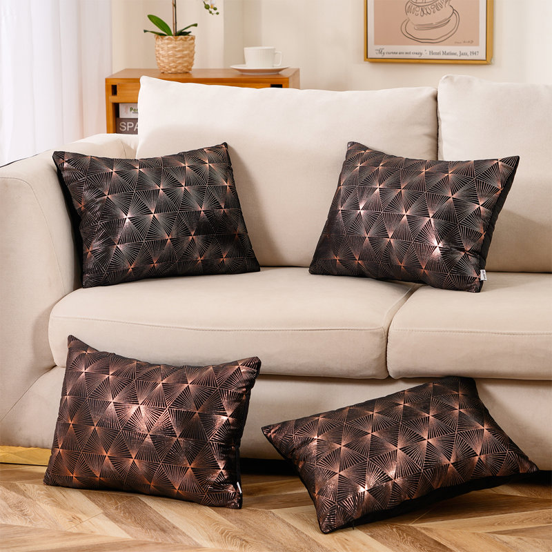 Jeté en velours, Housse de coussin seulement - sans coussin, Noir