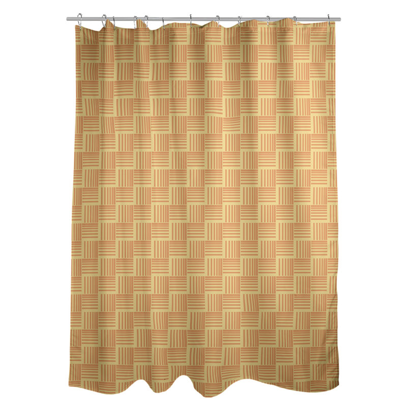 Rideau de douche simple basketweave rayures classic, Jaune et orange