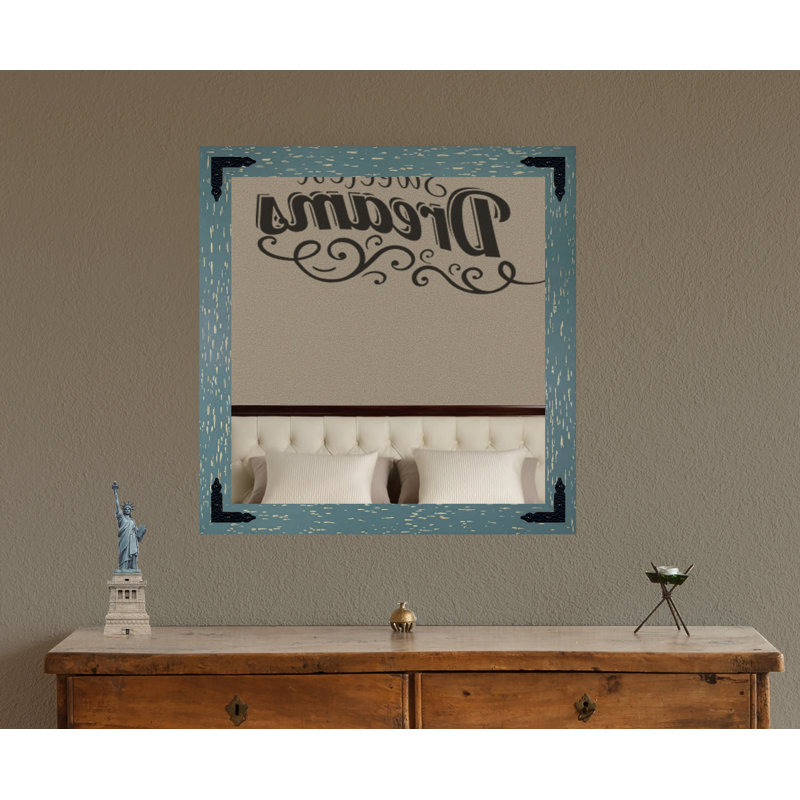Karp Solid Wood Flat Wall Mirror, Sea Green, 32" x 32"