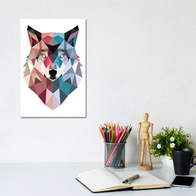 Geo Wolf 1 Piece Wrapped Canvas Painting