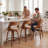28.9" Mid-Century Upholstered Swivel Bar Stool with Curved Wooden Back and Footrest-661537083