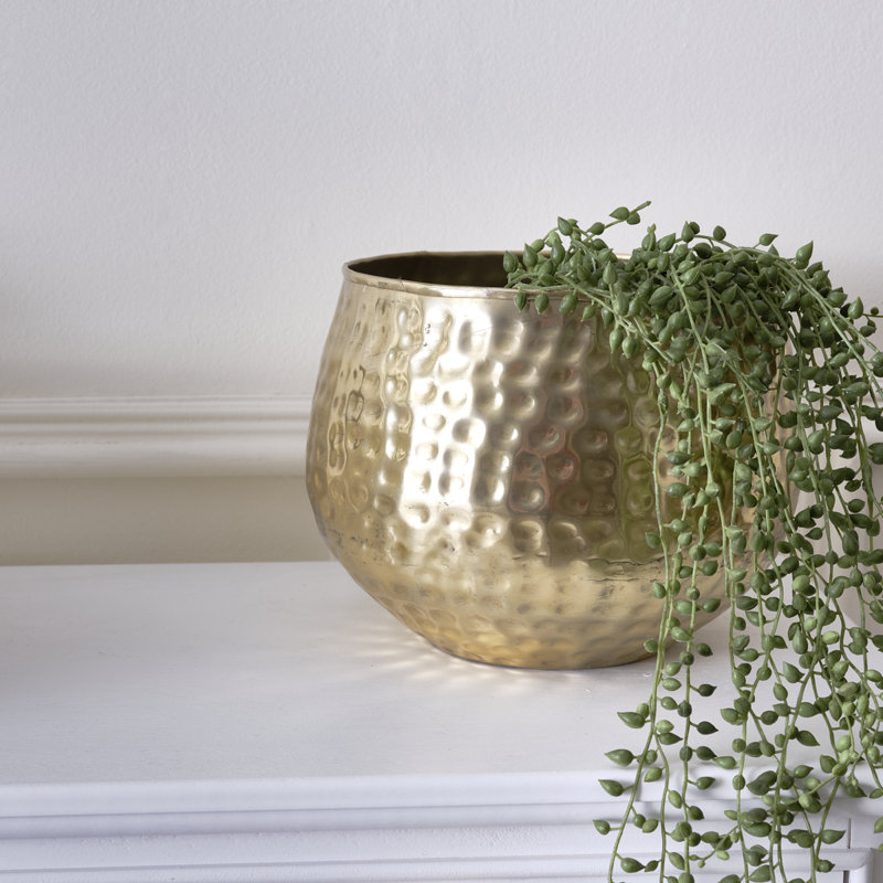 Sarana Planter, 25cm H x 21cm W x 21cm D, Gold