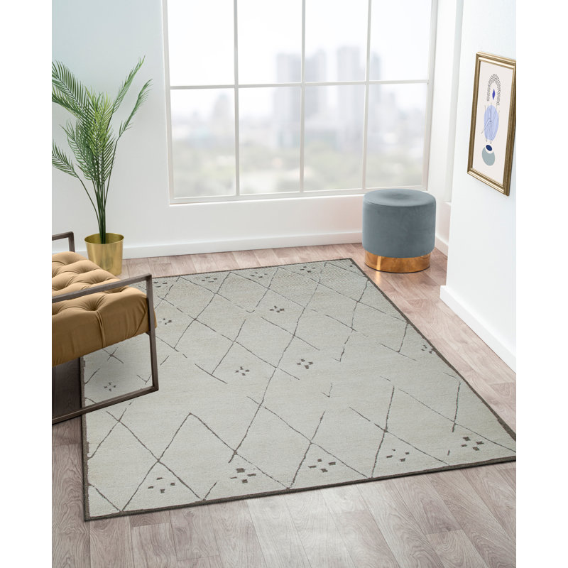 Carolan Hand Tufted Wool Geometric Indoor Rug, Rectangle 5' x 8'