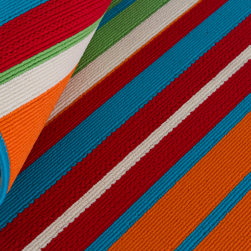 Anmoore Striped Indoor / Outdoor Rug, Rectangle 7'10" x 9'10"