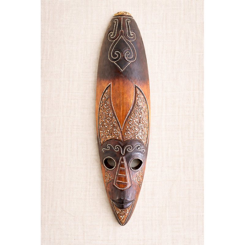 African Tribal Mask Wall Decor – Solid Wood Blessings Wall Sculpture for Home & Office