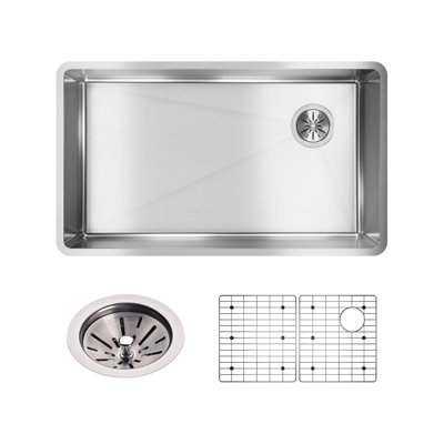 Crosstown 32"L x 19"W Undermount Kitchen Sink with Grid and Drain Assembly