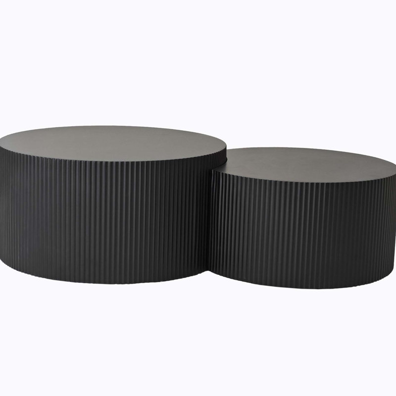 Loula Nesting coffee table,Cocktail tables,Living room tables with Vertical Stripe Design, Black