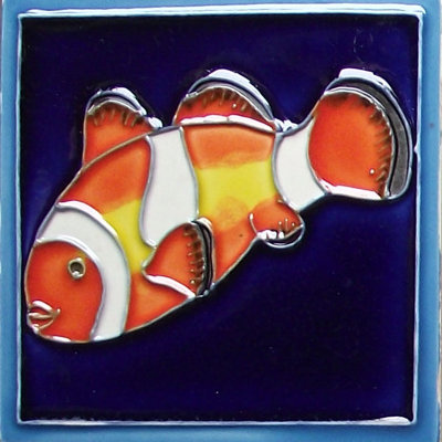 3x3" Marine Clownfish Ceramic Art Tile Magnet