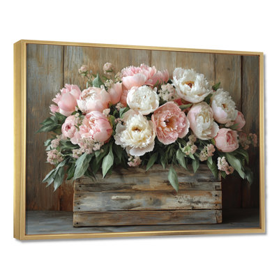 Farmhouse Chic Bouquet II - pivoines, art mural