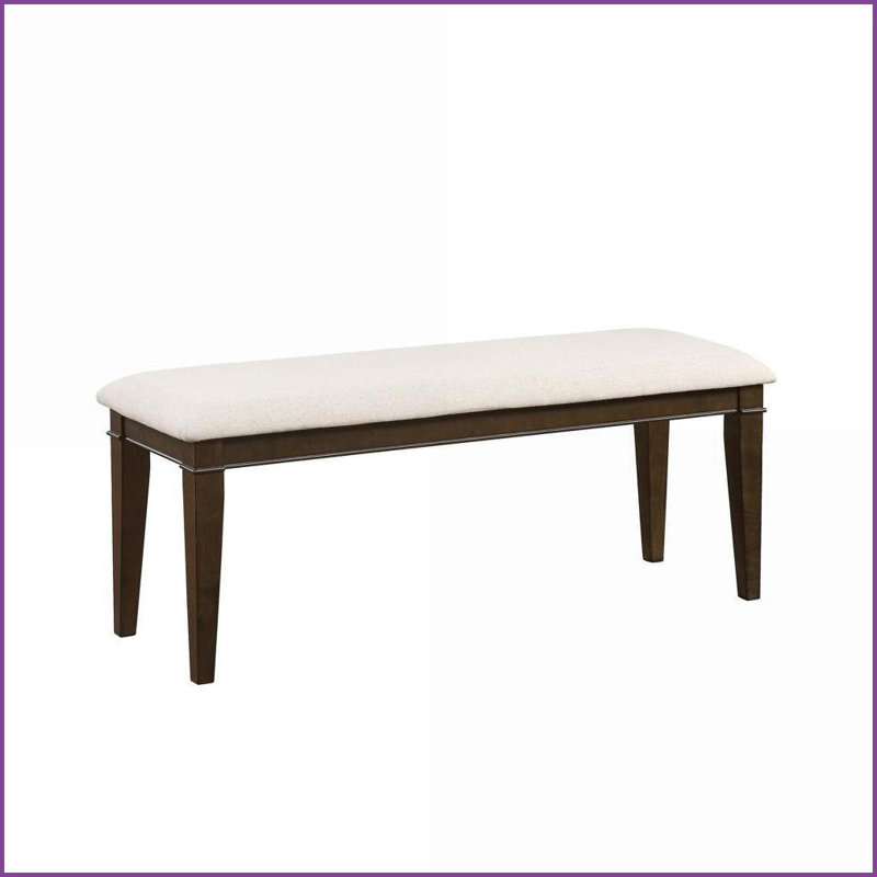 Banc de salle à manger gris clair avec pieds cloutés capitonnés noir | Transitionnel | Rectangulaire