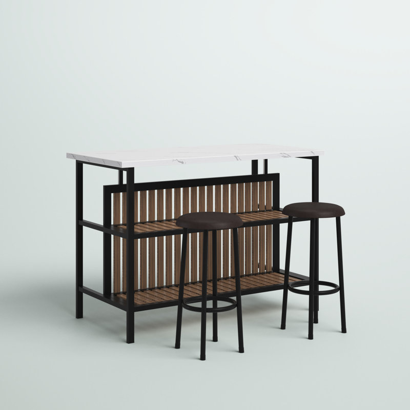 Grondin 47.24" Iron Kitchen Island Set, White