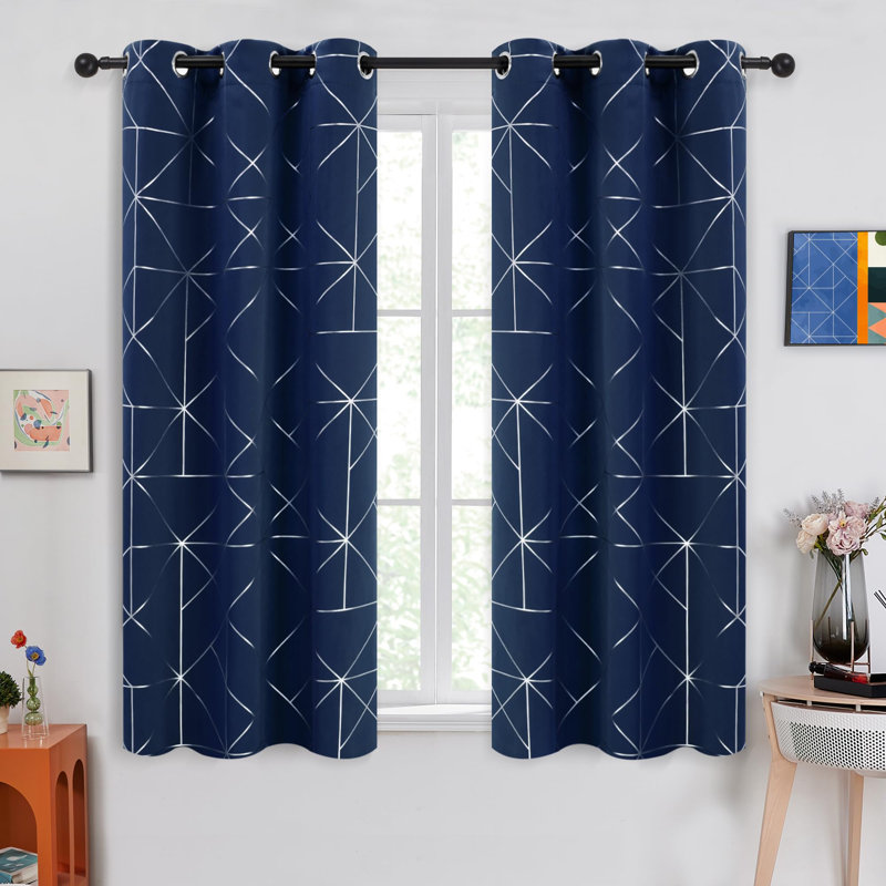 Geometric Printed Pattern Curtains (Set Of 2), 42" W x 63" L, Red