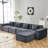 Modular L-Shaped Sectional Sofa with Ottoman and High-Density Foam-418996173