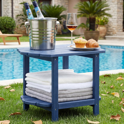 Maynerd 24'' W HDPE Double-Tier Weather-Resistant Patio Side Table