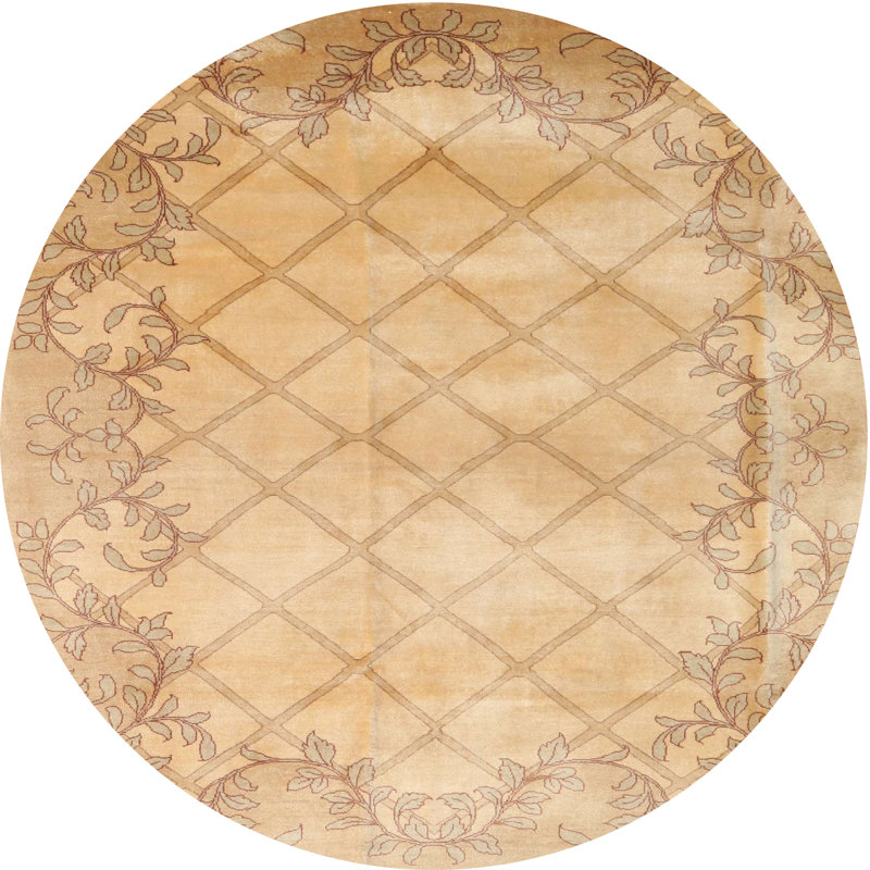 Surface beige contemporaine tapis, Rond 7 pi