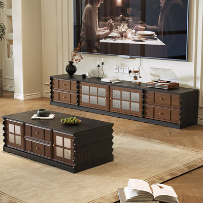 French-style vintage storage TV cabinet set