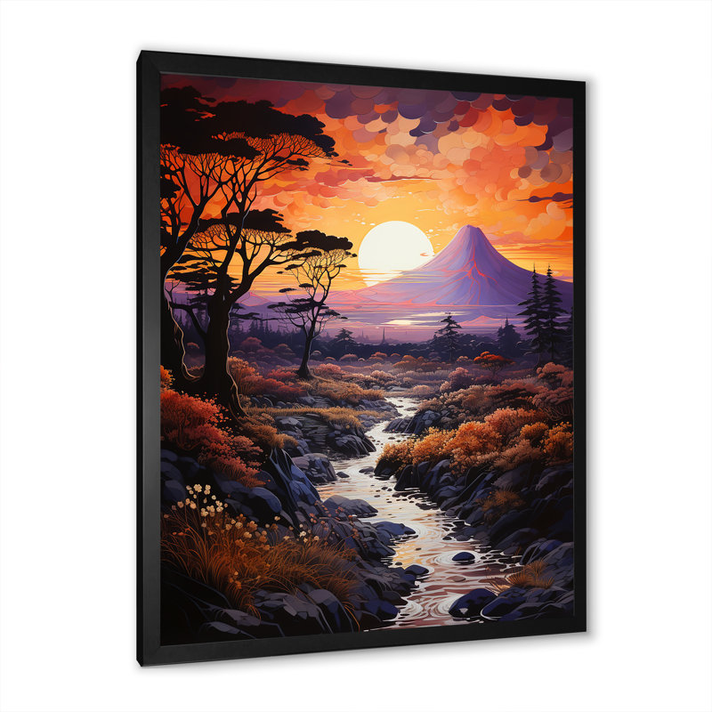 Volcano Volcanic Glow II sur impression sur toile, Cadre simple noir, H 44 po x l 34 po x P 1,5 po