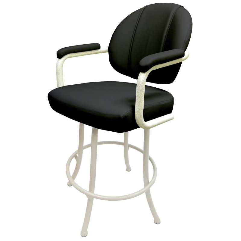 Comptoir pivotant, bar et très grand tabouret Ansara, Blanc, Noir, Très grand (siège d'une hauteur de 34 po)