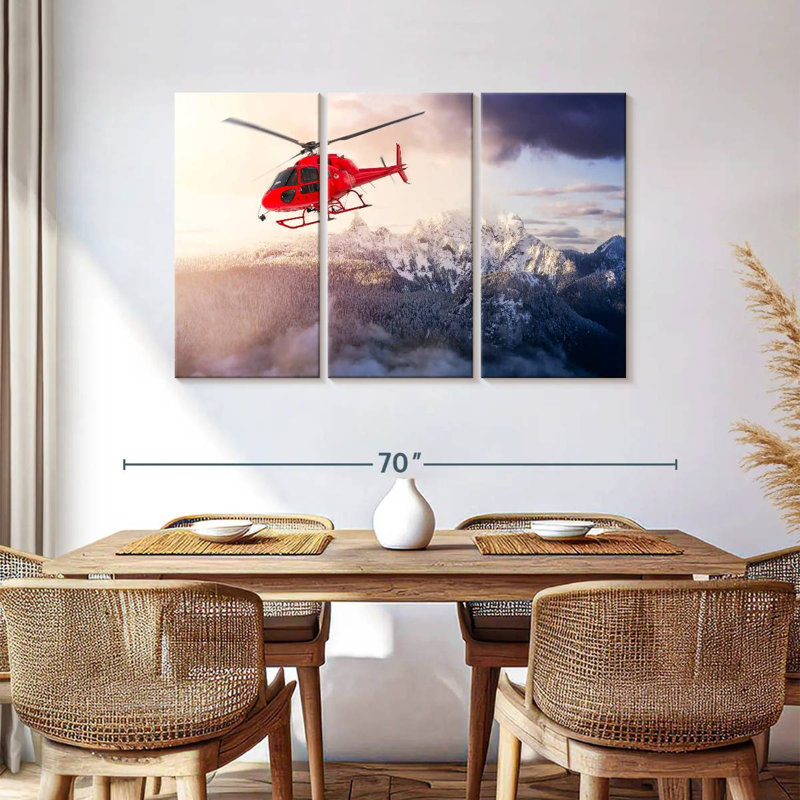 Mehar Flying Red Helicopter, 36" H x 57" W