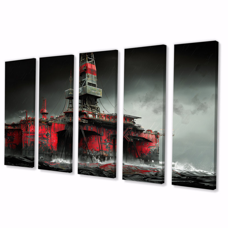 Ensemble de salon mural Shearer - Oil Rigs / Fields, H 28 po x l 60 po