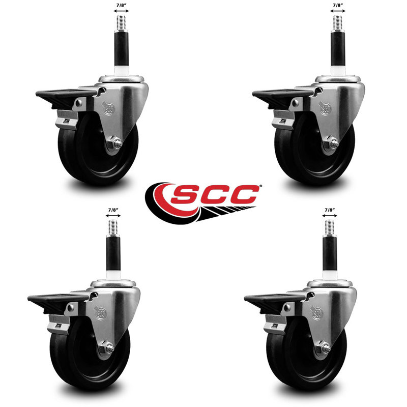 Ensemble de roulettes extensibles pivotantes avec frein Phenolique SCC PLB 4 po x 7/8 po
