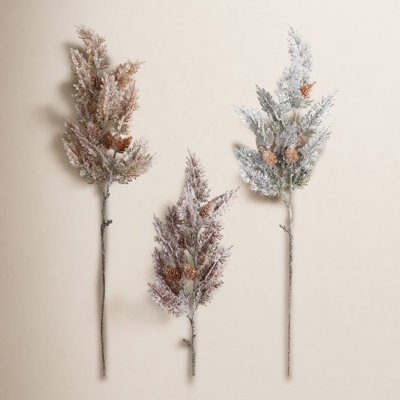 28" Artificial 3 Color Frosted Pine Christmas Spray Set of 3