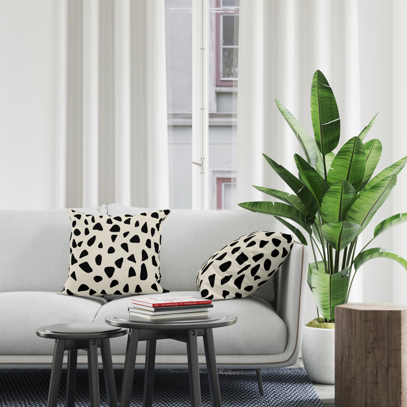 Jeté carré en polyester intérieur / extérieur, L 15 po x H 15 po, Noir